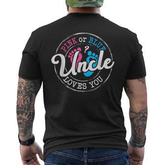 Pink Or Blue Uncle Loves You Gender Reveal Family Men's T-shirt Back Print - Seseable