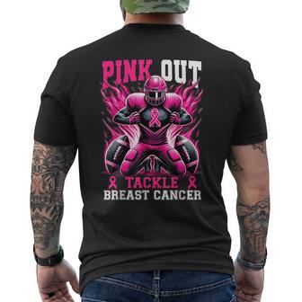 Pink Out Tackle Breast Cancer Awareness Football Game Day Men's T-shirt Back Print - Thegiftio UK
