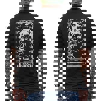 The Pizza Lover Cat Vintage Gothic Tarot Card Men's T-shirt Back Print - Thegiftio