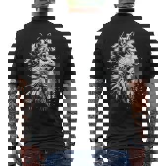 Plumes De Loup Et Indiennes Amérindiennes T-shirt imprimé au dos - Cadeauxyz