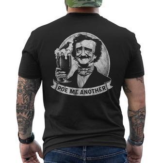 Poe Me Another Distressed Edgar Allan Poe Drinking Beer Men's T-shirt Back Print - Thegiftio UK