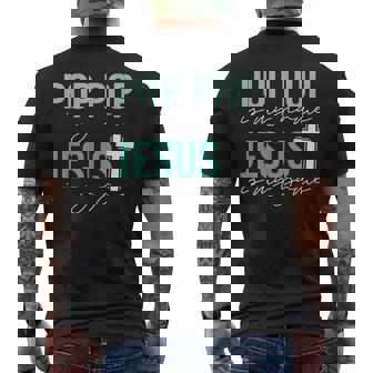 Pop Pop Is My Name Jesus Is My Game Christian Grandpa Men's Back Print T-Shirt | Mazezy