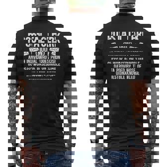 Postal Clerk Definition Post Office Clerk Postal Clerks Men's T-shirt Back Print - Monsterry