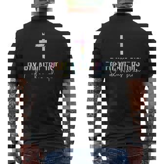 Pray Wait Trust God Has A Plan Tie Dye Faith Religious Men's T-shirt Back Print - Monsterry