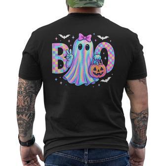 Preppy Halloween Boo Ghost Coquette Bow Boo Jee Ghost Men's T-shirt Back Print - Thegiftio