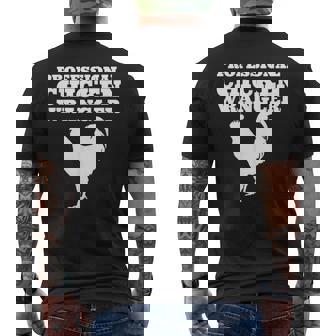 Professional Chicken Wrangler Urban Farmer Backyard Chicken Men's Back Print T-Shirt | Mazezy