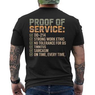 Proof Of Service Dd-214 Tinnitus Strong Work Ethic Military Men's T-shirt Back Print - Thegiftio UK