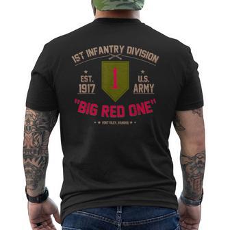 Proud 1St Infantry Division Us Veteran Big 1 Red One Men's T-shirt Back Print - Thegiftio UK