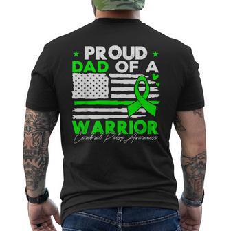 Proud Dad Of A Warrior Cerebral Palsy Awareness Men's T-shirt Back Print - Thegiftio UK