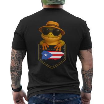 Puerto Rico Coqui Frog Boricua Pocket Cute Pocket Coqui Frog Men's T-shirt Back Print - Thegiftio UK