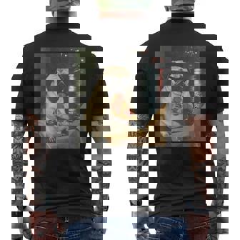 Pug Dog Eating Pizza Pug Meme Men's T-shirt Back Print - Monsterry