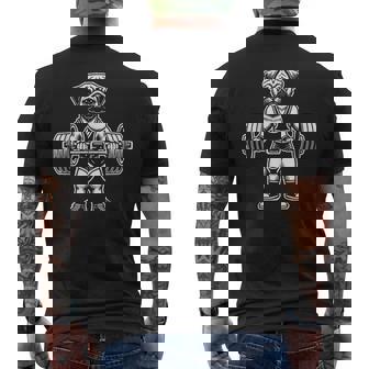 Pug Halterofilia Divertido Gimnasio Entrenamiento Pug Perro Pesador Camiseta Hombre Estampado Espalda - Regaloses