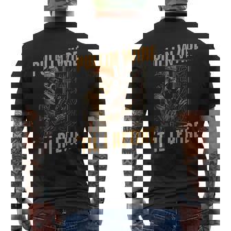 Pullin Wire Til I Retire Electrician Skeleton Men's T-shirt Back Print - Monsterry