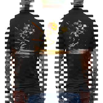 Pumpkin Head Skeleton Volleyball Halloween Spooky Beach Men's Back Print T-Shirt | Mazezy