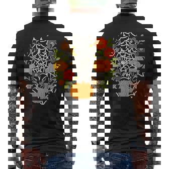 Pumpkin Spider Web Garden Cute Halloween Men's Back Print T-Shirt | Mazezy