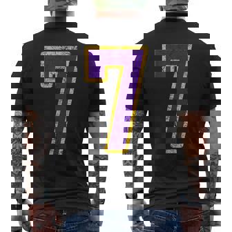 Purple Gold Number 7 Jersey Player Uniform 7 Grunge Men's T-shirt Back Print | Seseable CA