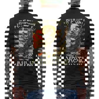 I Put The “Tism” In Patriotism Retro Eagle Raccoon Usa Flag Men's T-shirt Back Print - Monsterry