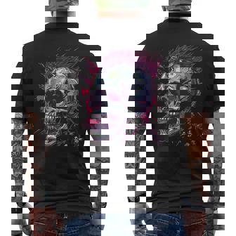 Quelette Tête De Mort Motard Crâne Punk Rock Manche Longue T-shirt imprimé au dos - Cadeauxyz