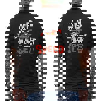 Race Car 4Th Birthday Boy Need Four Speed 4 Years Old Bday Men's T-shirt Back Print - Monsterry