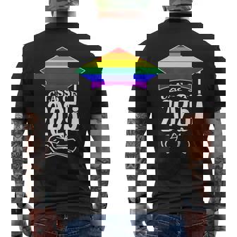 Rainbow LGBTQ Gay Pride Graduation Cap Class 2025 Diploma Men's Back Print T-Shirt | Mazezy