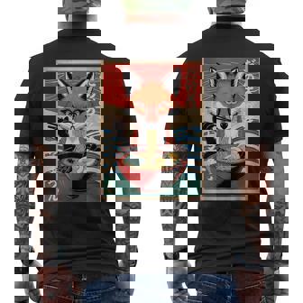 Ramen Japanese Kawaii Fox Graphic Anime Men's T-shirt Back Print | Mazezy