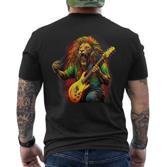 Rasta Reggae Lion Jamaican Roots Lion Of Judah Reggae Music Men's T-shirt Back Print - Thegiftio UK