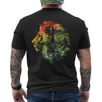 Rasta Reggae Lion Rasta Roots Lion Of Judah Reggae Music Men's T-shirt Back Print - Thegiftio UK