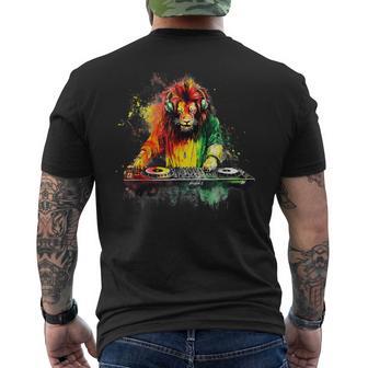 Rasta Reggae Music Headphone Dj Lion Of Judah Jamaican Men's T-shirt Back Print - Thegiftio UK