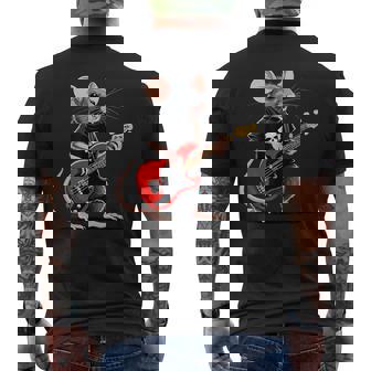 Rata Tocando Guitarra Eléctrica Guitarrista Rata Camiseta Hombre Estampado Espalda - Regaloses