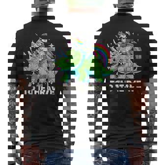 Rave Party Unicorn Sloth Dinosaur Electronic Music Men's Back Print T-Shirt | Mazezy