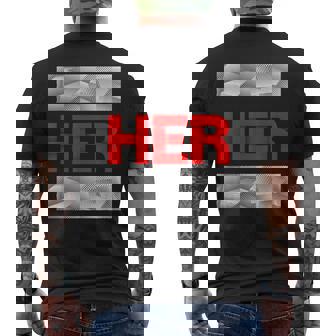 Red & White She Is Her Red & White Color Graphic Men's T-shirt Back Print - Thegiftio