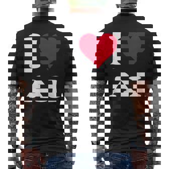 Red Heart I Love Ai メンズTシャツ バックプリント - Kawaiitshirt