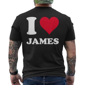 Red Heart I Love James Men's T-shirt Back Print - Thegiftio UK