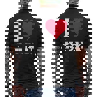 Red Heart I Love Yuri Men's T-shirt Back Print - Monsterry