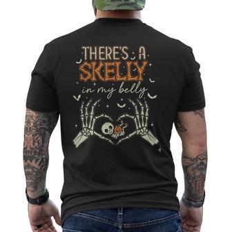 There's A Skelly In My Belly Halloween Pregnancy Annou Men's T-shirt Back Print | Seseable FR