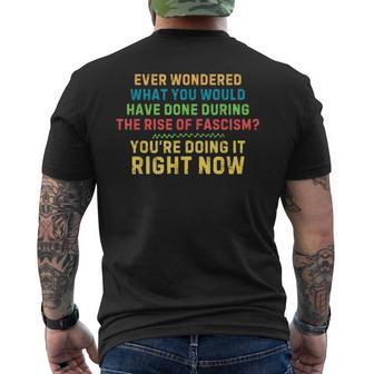 Resist Prevent Fascism Anti-Fascism Retro Quote Men's T-shirt Back Print - Thegiftio UK