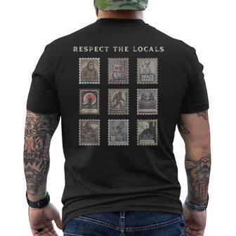 Respect The Locals Cryptid Mothman Hiking Bigfoot Introverts Men's T-shirt Back Print - Thegiftio UK
