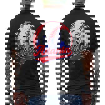 Retro Baseball Player Lover Atlanta Distressed Game Day Men's T-shirt Back Print - Thegiftio