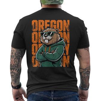 Retro Oregon Style Animal Beaver Graphic Cool Sunglasses Men's T-shirt Back Print - Thegiftio UK