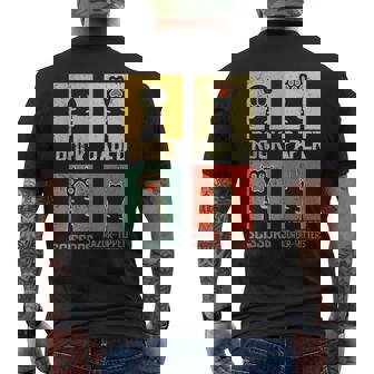 Retro Rock Paper Scissors Hand Game Cute Paw Humor Cat Meme Men's T-shirt Back Print - Monsterry