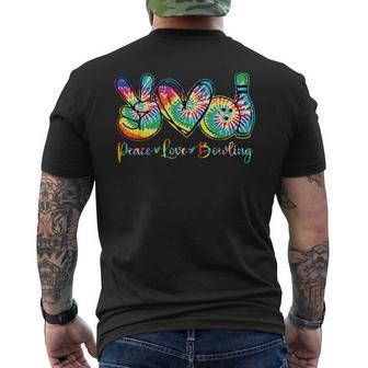Retro Tie Dye Peace Love Bowling Lover Sport Bowler Men's T-shirt Back Print | Seseable FR