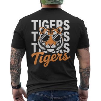 Retro Tigers Inspirational Athletic Name Tigers Men's T-shirt Back Print - Monsterry