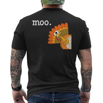 Retro Turkey Moo Thanksgiving Men's T-shirt Back Print - Thegiftio UK