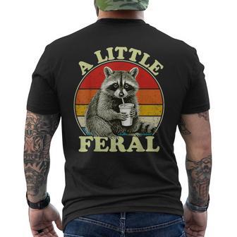 Retro Vintage Raccoon A Little Feral Trash-Panda Men's T-shirt Back Print - Thegiftio UK