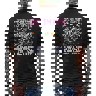 Rizz Em With The Tism Autism Autistic Raccoons Men's T-shirt Back Print | Mazezy