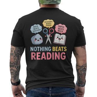Rock Paper Scissors Nothing Beats Reading Book Lover Men's T-shirt Back Print | Mazezy
