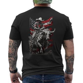 Rodeo Bucking Bull Riding Cowboy Western Men's T-shirt Back Print - Thegiftio UK