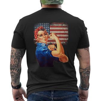 Rosie The Riveter American Flag Rosie The Riveter Men's T-shirt Back Print - Thegiftio UK
