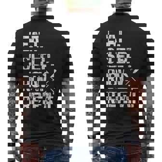 Rowing Eat Sleep Repeat Crew Rower Coxswain Sculling Men's Back Print T-Shirt | Mazezy