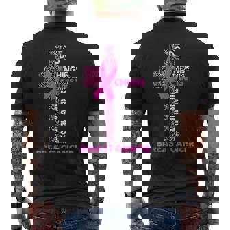 Ruban Rose Avec Croix Chrétienne Du Cancer Duein T-shirt imprimé au dos - Cadeauxyz